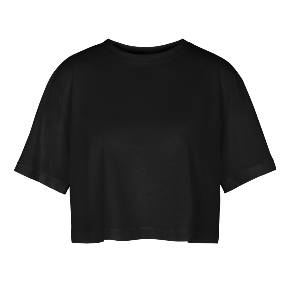 Frauen Oversized Cropped T-Shirt - Schwarz