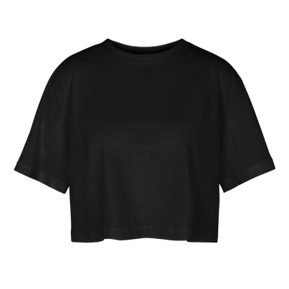 Frauen Oversized Cropped T-Shirt - Schwarz