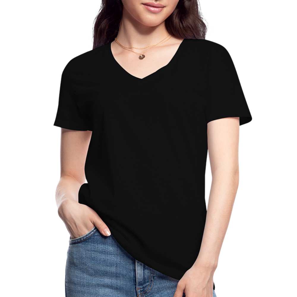 Klassisches Frauen-T-Shirt mit V-Ausschnitt in 4 Farben - Schwarz