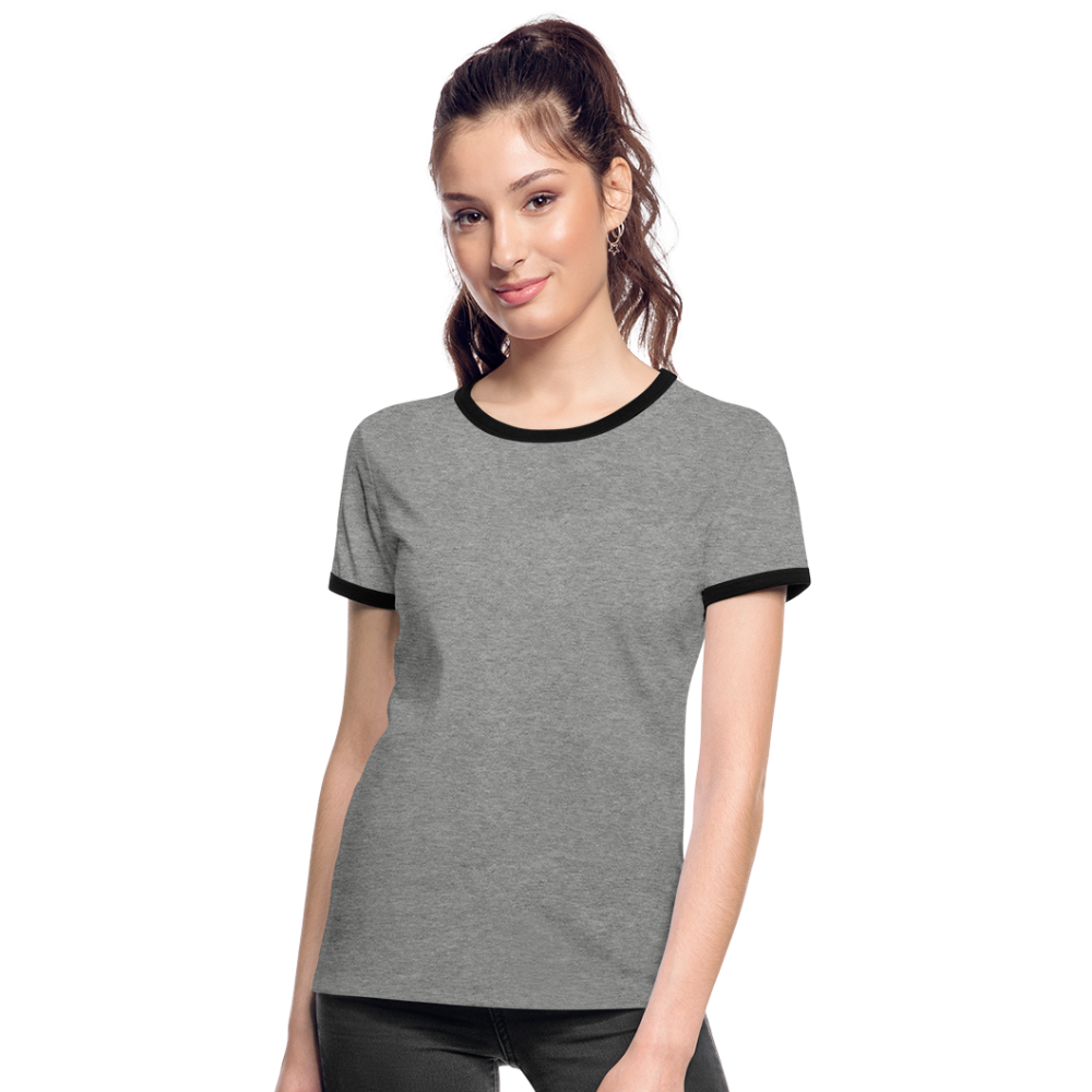 Frauen Kontrast-T-Shirt - Grau meliert/Schwarz