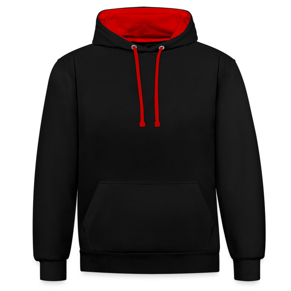 Kontrast-Hoodie - Schwarz/Rot