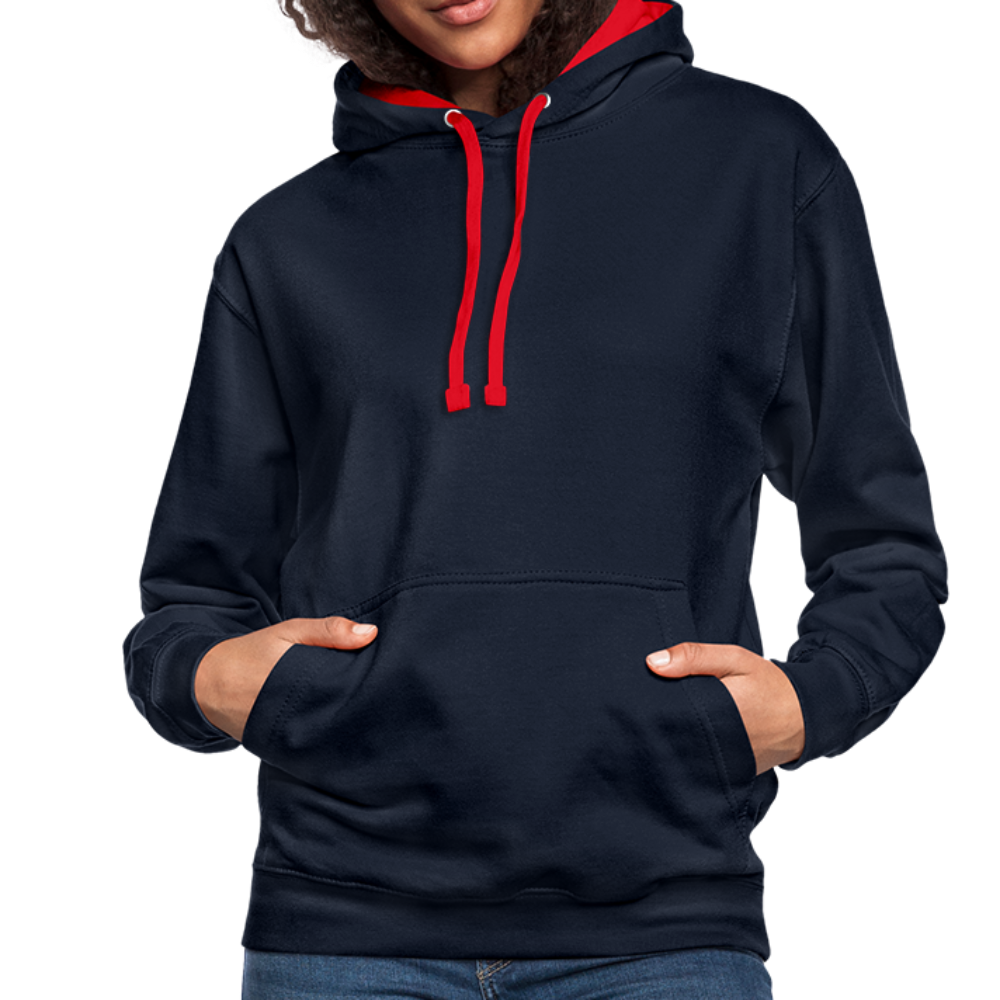 Kontrast-Hoodie - Navy/Rot