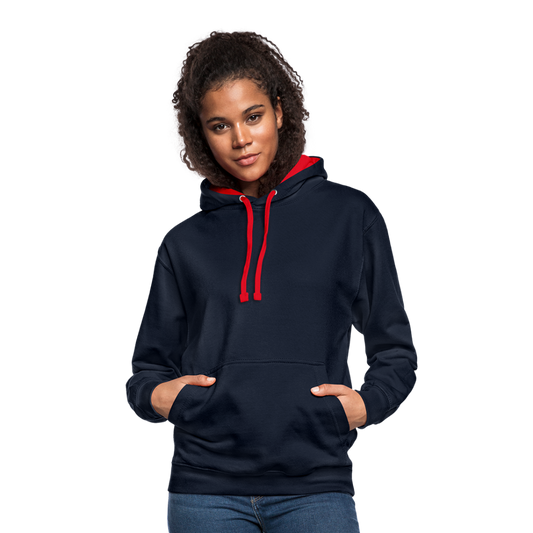 Kontrast-Hoodie - Navy/Rot