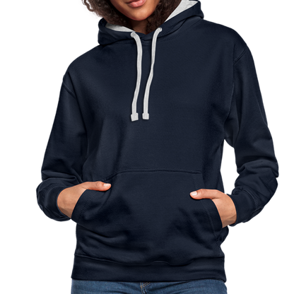 Kontrast-Hoodie - Navy/Grau meliert