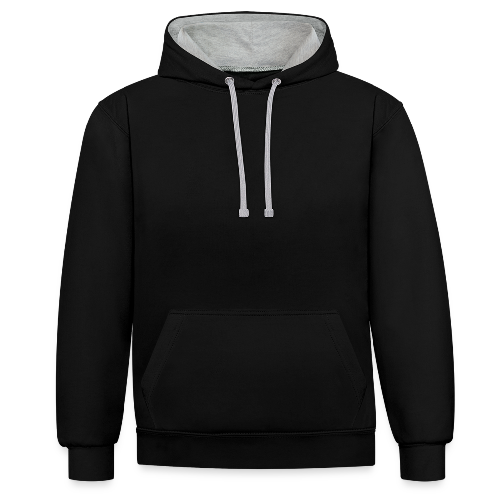 Kontrast-Hoodie - Schwarz/Grau meliert