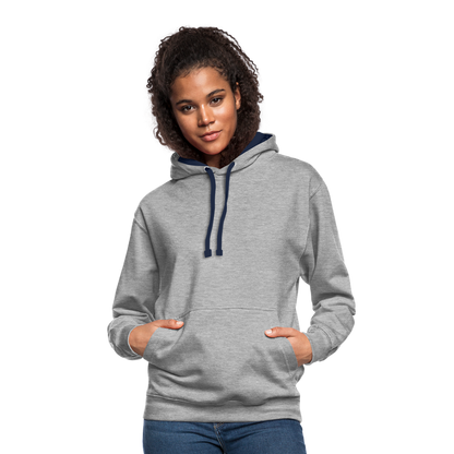 Kontrast-Hoodie - Grau meliert/Navy