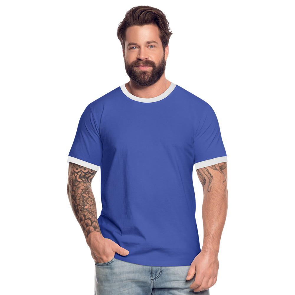 Männer Kontrast-T-Shirt in 7 Farben - Blau/Weiß