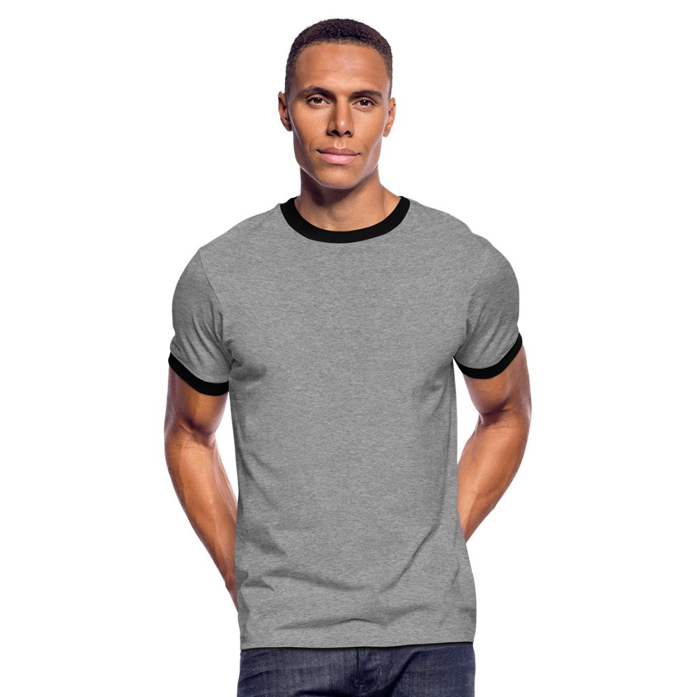 Männer Kontrast-T-Shirt in 7 Farben - Grau meliert/Schwarz