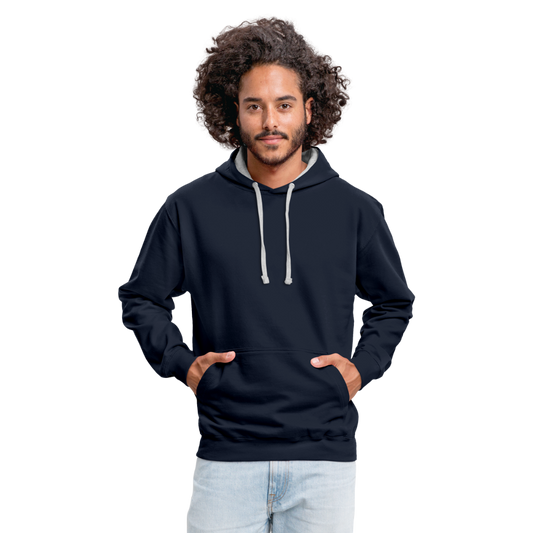 Kontrast-Hoodie in 10 Farben - Navy/Grau meliert