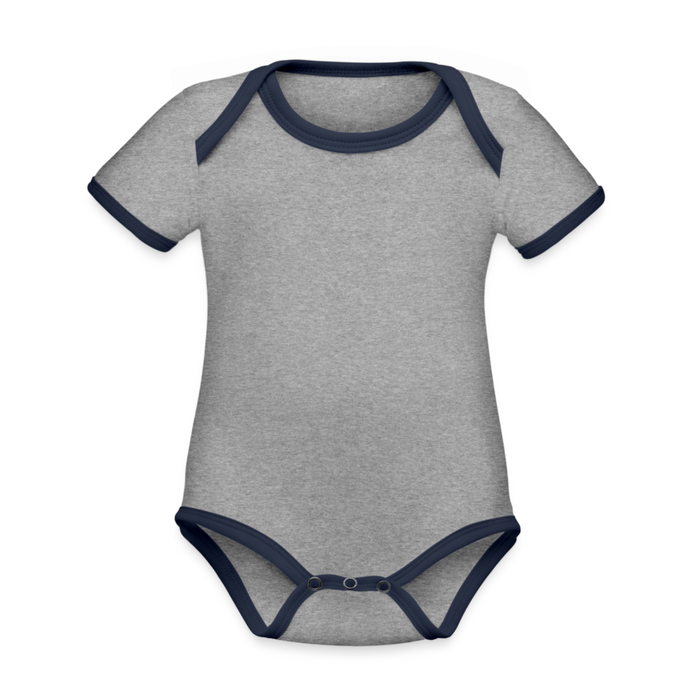 Baby Bio-Kurzarm-Kontrastbody in 4 Farben - Grau meliert/Navy