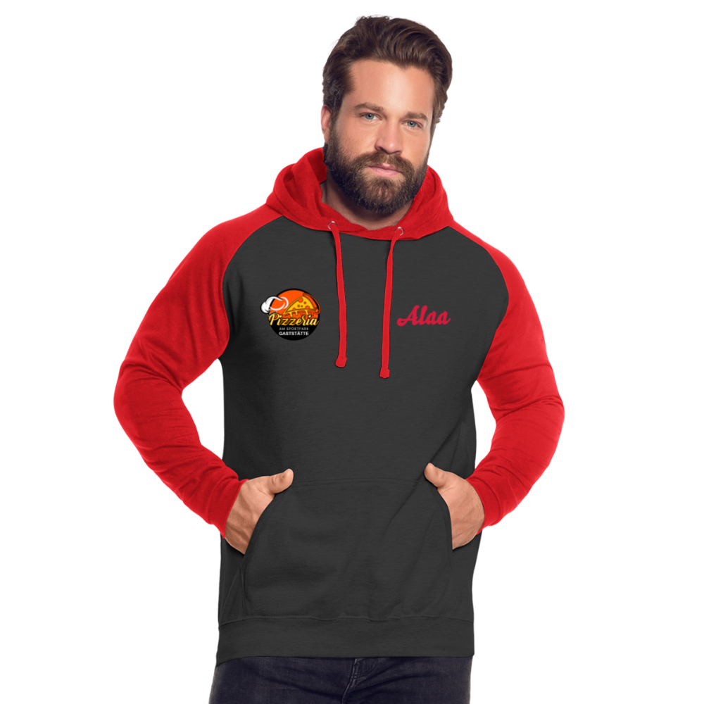 Unisex Baseball Hoodie - Schwarz/Rot