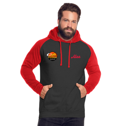 Unisex Baseball Hoodie - Schwarz/Rot