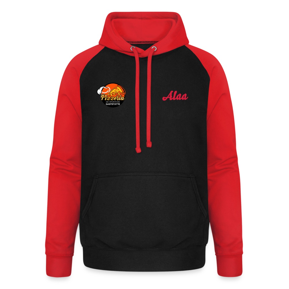 Unisex Baseball Hoodie - Schwarz/Rot