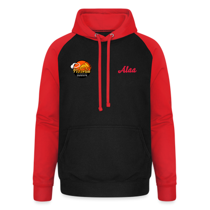 Unisex Baseball Hoodie - Schwarz/Rot