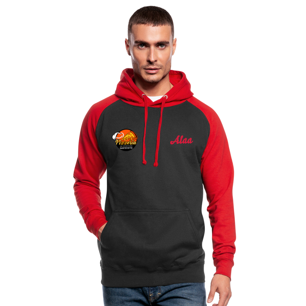 Unisex Baseball Hoodie - Schwarz/Rot