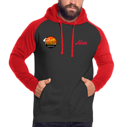 Unisex Baseball Hoodie - Schwarz/Rot