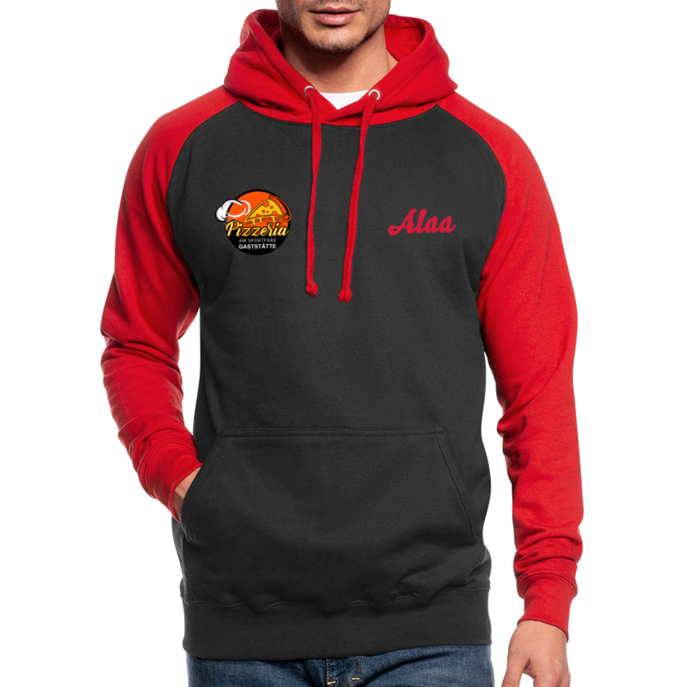 Unisex Baseball Hoodie - Schwarz/Rot