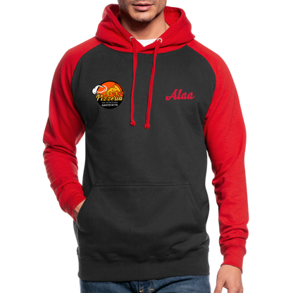 Unisex Baseball Hoodie - Schwarz/Rot