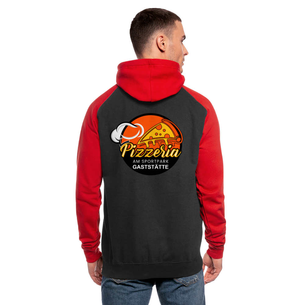 Unisex Baseball Hoodie - Schwarz/Rot