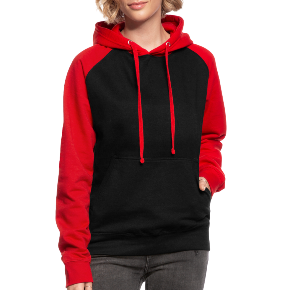 Unisex Baseball Hoodie - Schwarz/Rot