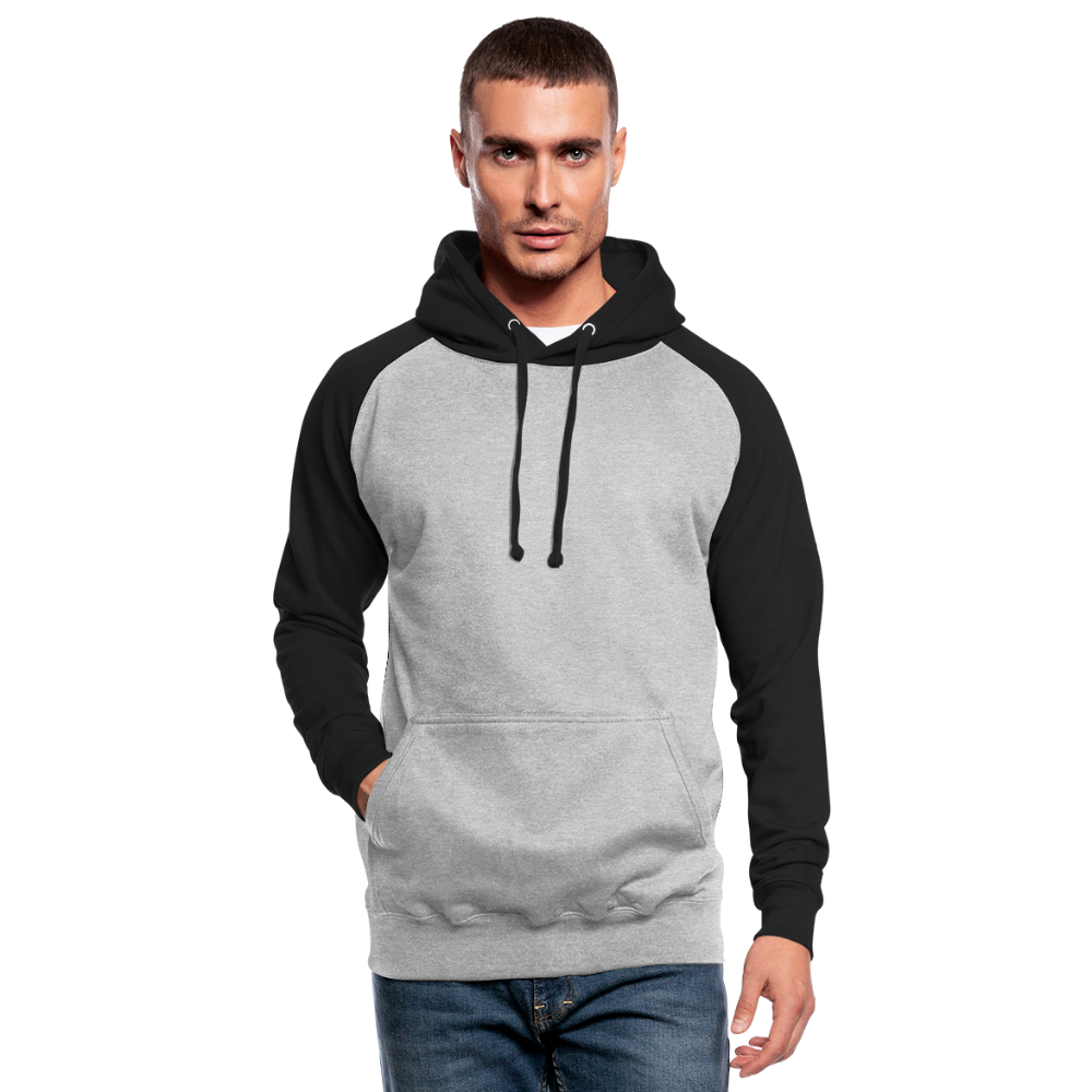 Unisex Baseball Hoodie - Grau meliert/Schwarz