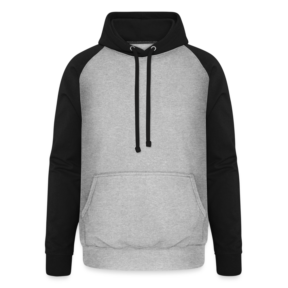 Unisex Baseball Hoodie - Grau meliert/Schwarz