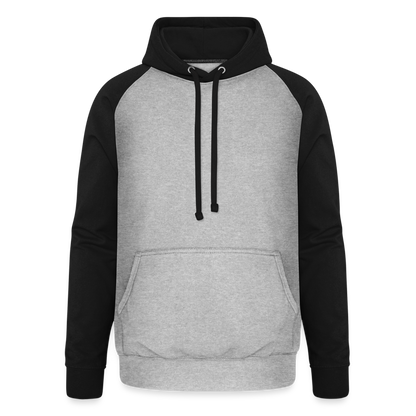 Unisex Baseball Hoodie - Grau meliert/Schwarz