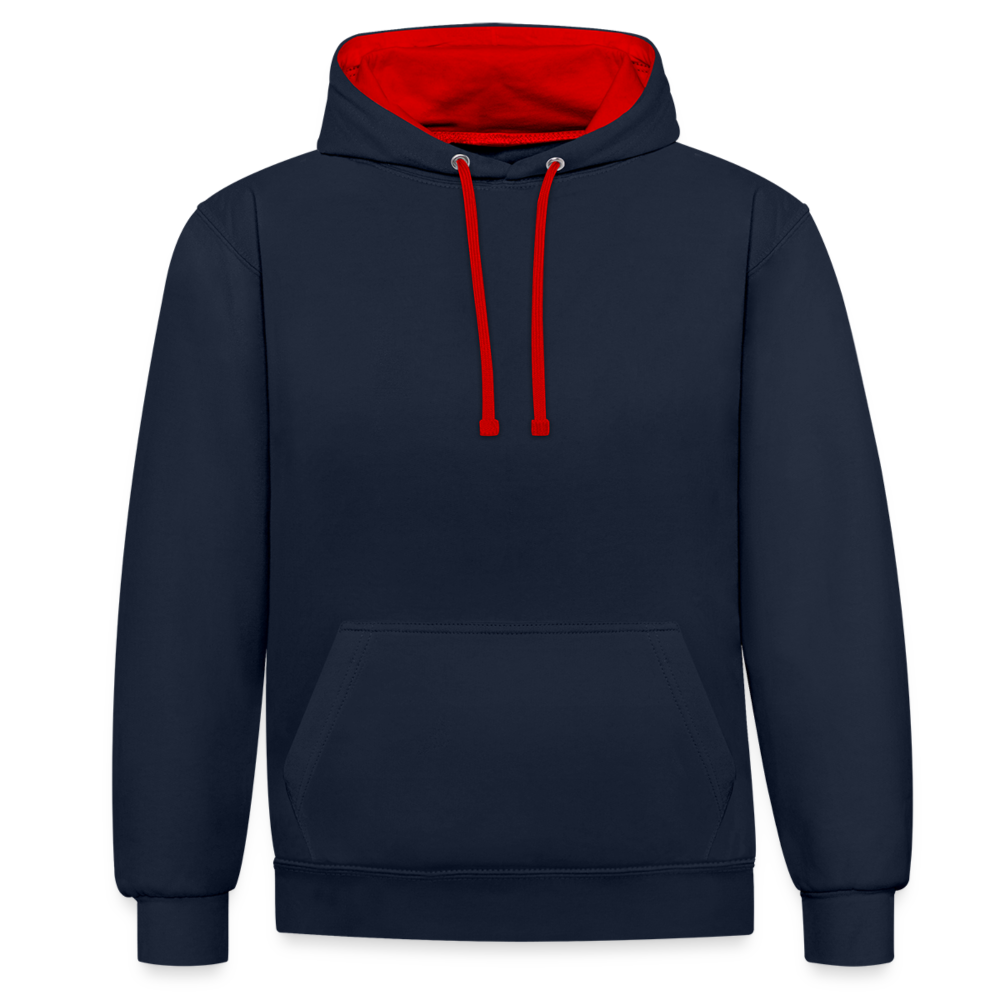 Kontrast-Hoodie - Navy/Rot